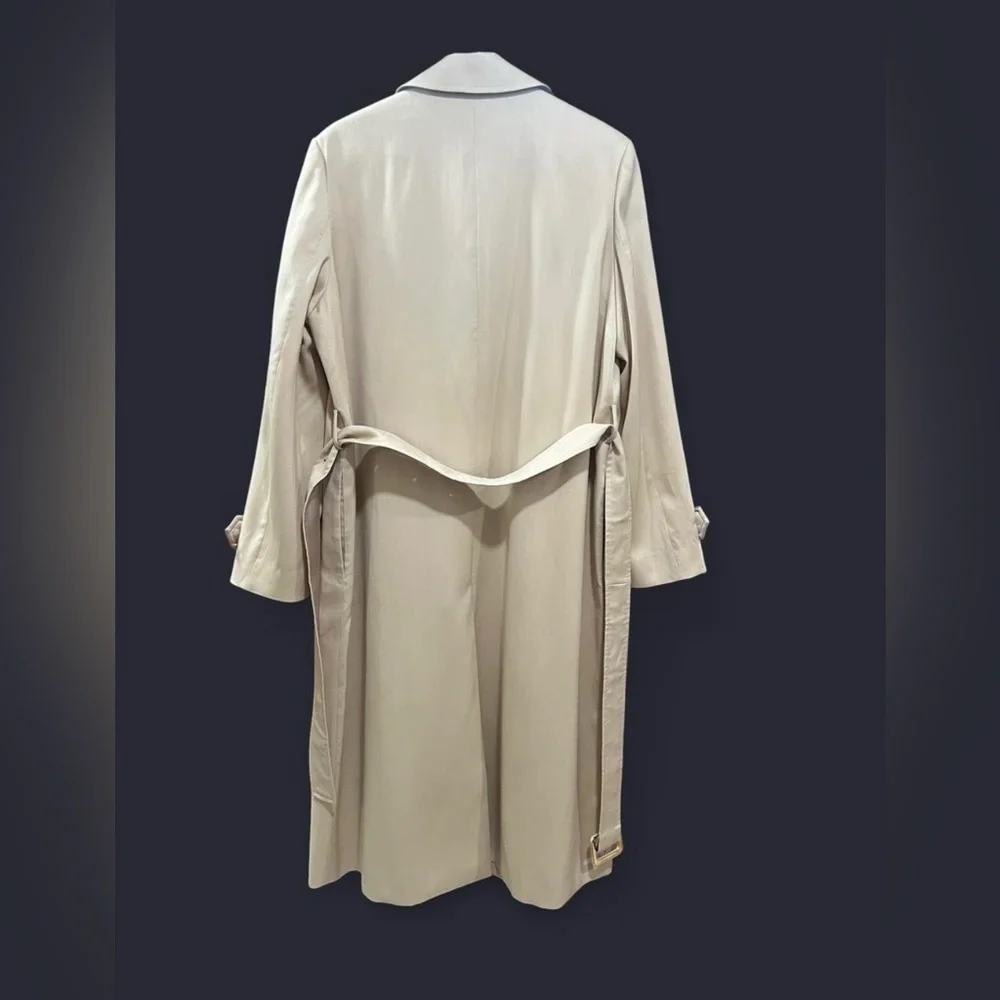 NWOT! Lilysilk | Silk-Wool Blend Water Repellent Classic Trench Coat | Khaki | L - Picture 10 of 13